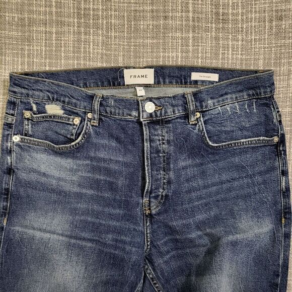 FRAME The Straight Leg Jeans in Tahiti  Blue Button Fly Men's 33 (Actual 34x31) - Picture 7 of 13